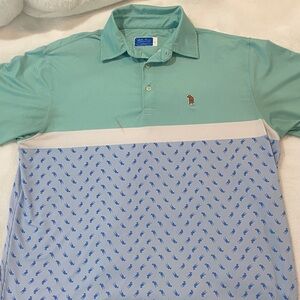 Southern Casanova Performance Mint Green and Light Blue Golf Polo SEE PICS